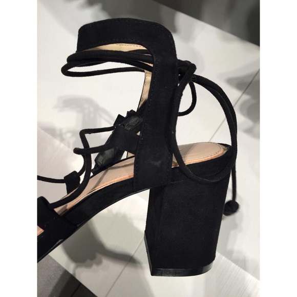 SOLD❌ZARA Black High Heel Leather Lace-Up Sandals - Picture 8 of 8